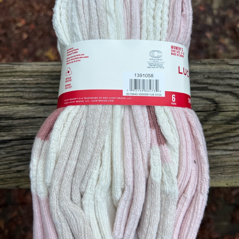 LUCKY BRAND Ladies' Super Soft Boot Sock, 6-pair assorted Pink pack NWT NEW - Picture 6 of 7